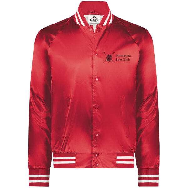 Augusta Sportswear Satin Baseball Jacket Striped Trim - Printed Logos Thumbnail